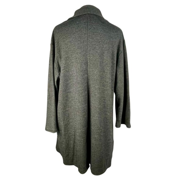Lord & Taylor Long Grey Wool Button-Front Coatigan Vintage Collared Knit Coat L - Picture 4 of 13